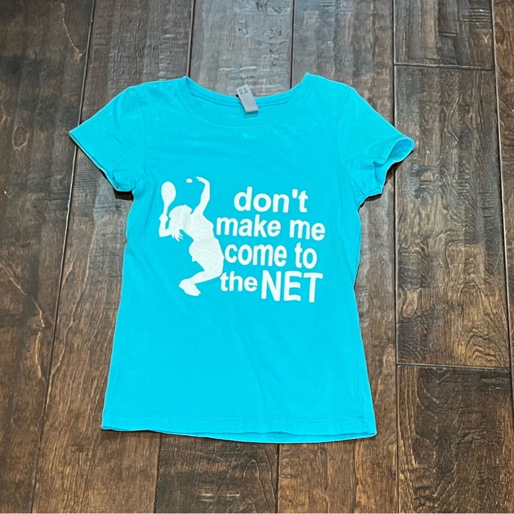 Blue Kids Tee Shirt with Tennis Graphic